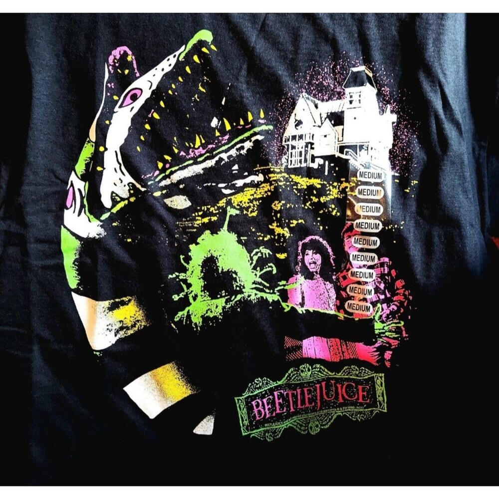 Neon Beetlejuice Shirt Graphic Tee M Graphic Shirt Top T-shirt Movie - Picture 2 of 2